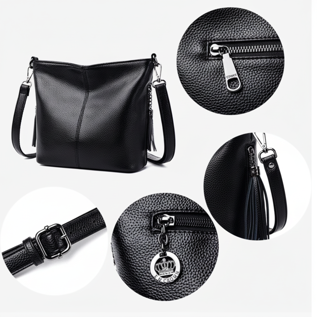 Sac noir détails multiples
