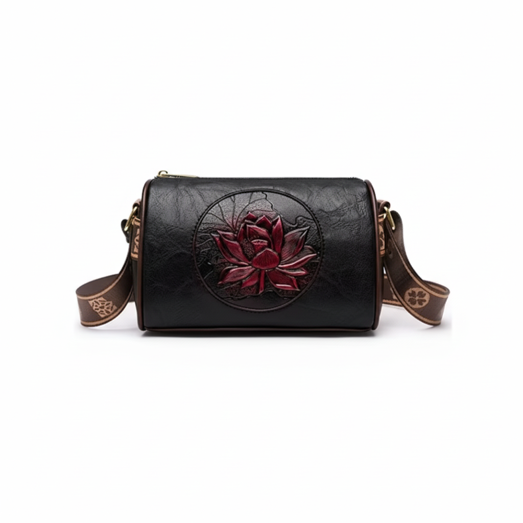 Sac noir lotus - vue de face