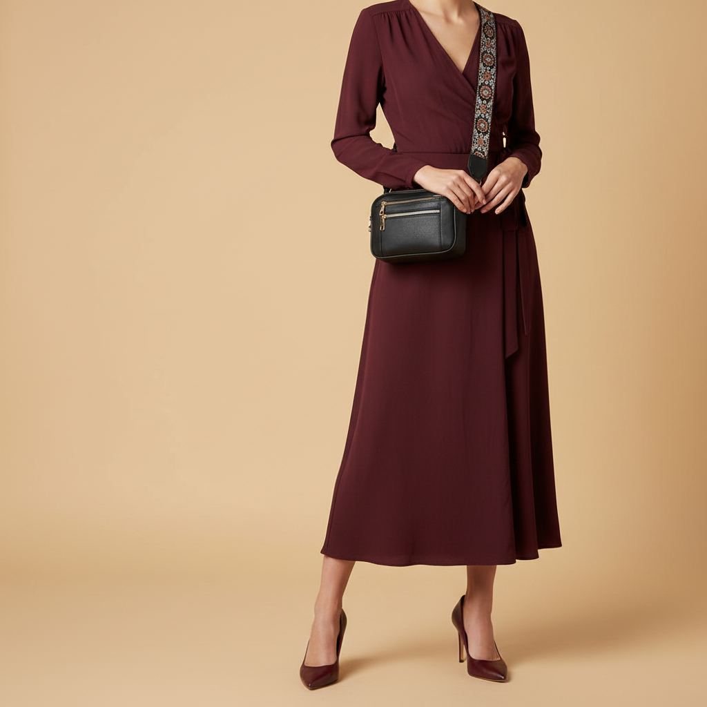Sac noir robe bordeaux