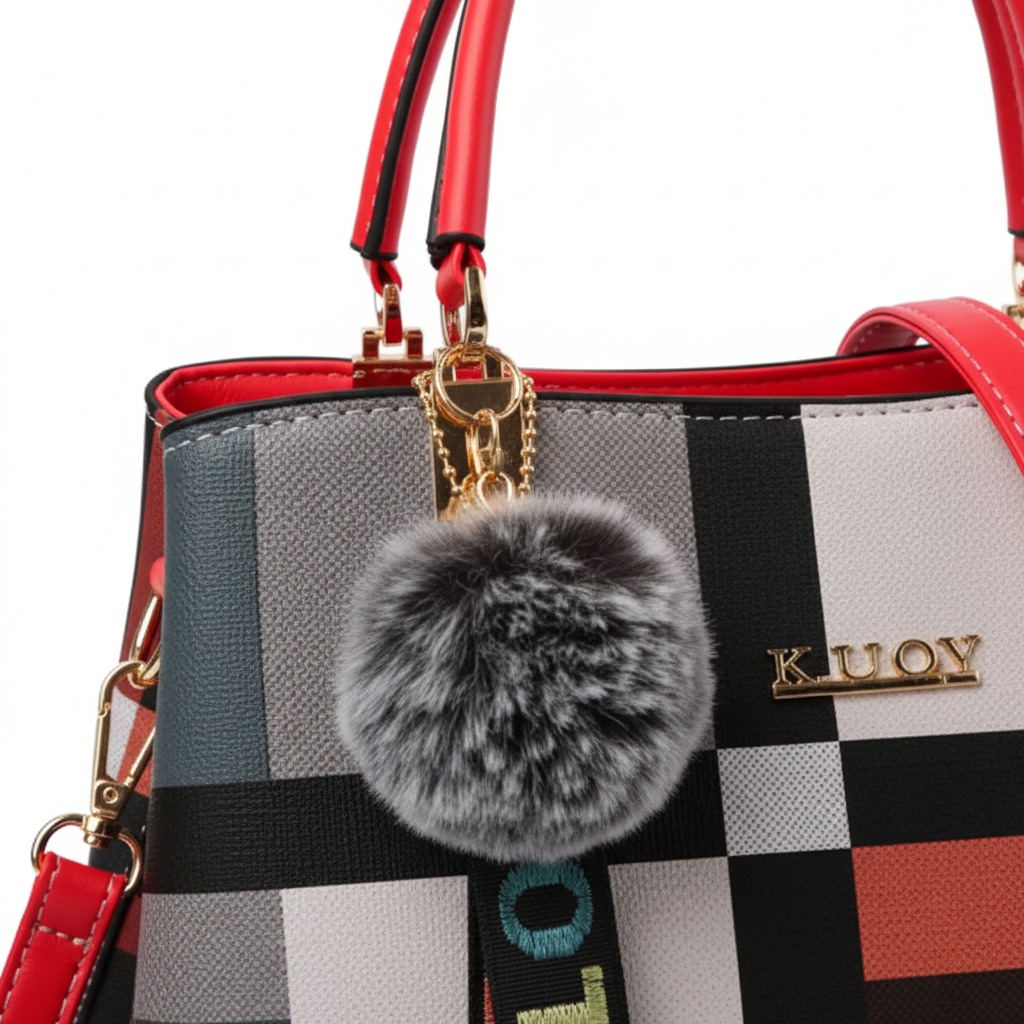 Sac rouge - zoom pompon